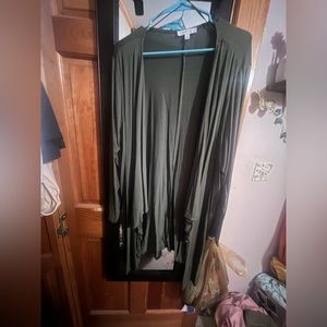 Plain Army Green Open Cardiagn